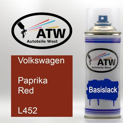 Volkswagen, Paprika Red, L452: 400ml Sprühdose, von ATW Autoteile West.